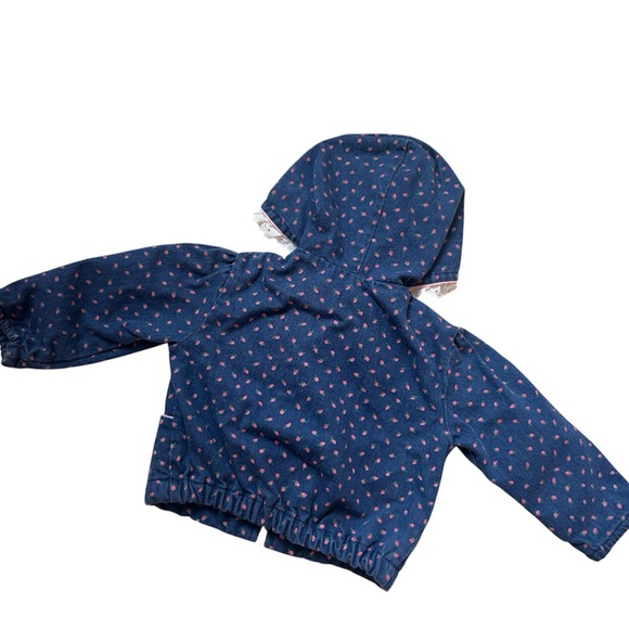 Vintage Tiny Tots Original Blue Hooded Floral Lace Trim Jacket Baby Girl 12 M - Picture 3 of 5